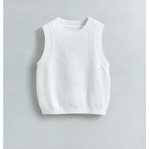 Zara White Sleeveless sequin Kids Top